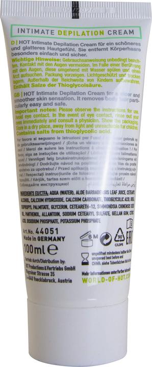 Nährwerte und Zutaten HOT Intimate Depilation Cream (100 ml, 1 x, 150 g)