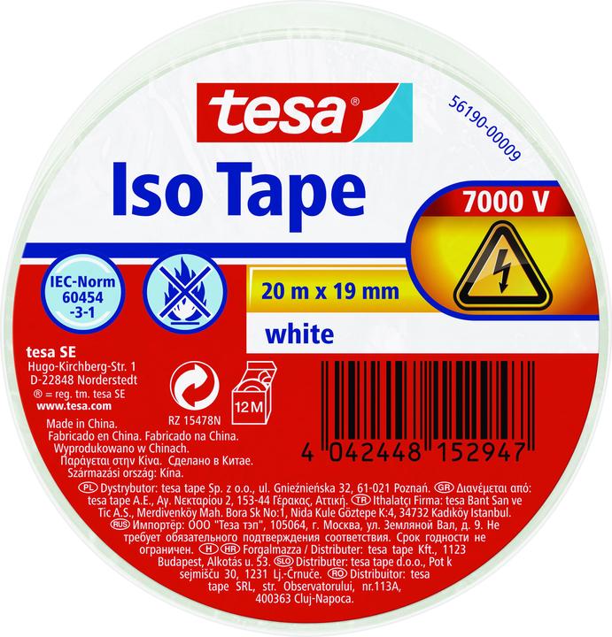 Image du produit tesa Ruban isolant électrique, ruban adhésif résistant à la chaleur pour isoler, réparer & regrouper (19 mm)