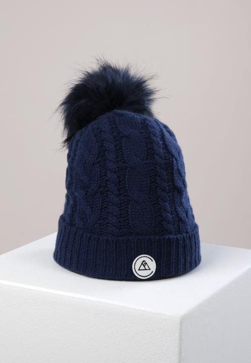 Produktbild Cash-Mere Kaschmir Mütze mit Zopfmuster und Bommel (One Size)