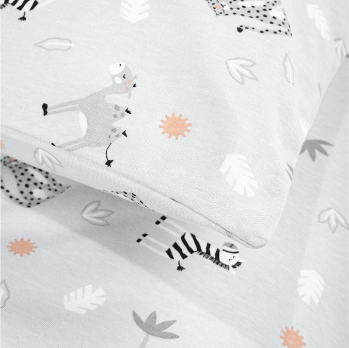 Actual product image Julius Zöllner Children's Bedding Jersey Savannah Grey 100 x 135 + 40 x 60 cm