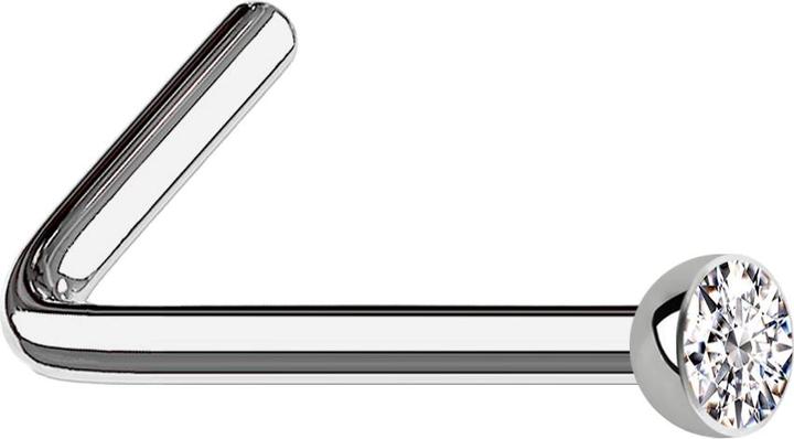 Produktbild Star Piercing Nasenstecker gewinkelt silber mit Kristall silber (ohne Messing, Titan G23)