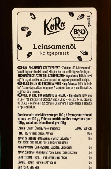 Immagine prodotto KoRo Olio di lino biologico spremuto a freddo (750 ml)