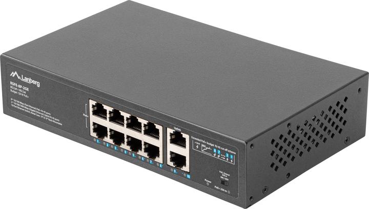 Image du produit Lanberg RSFE-8P-2GE-120 Commutateur réseau Gigabit Ethernet non géré (10/100/1000) Power over Ethernet (10 Ports)