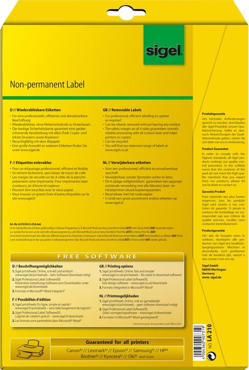 Image du produit Sigel Étiquettes repositionnables