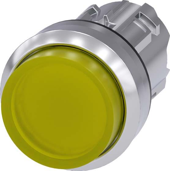 Actual product image Siemens SIRIUS ACT illuminated pushbutton front element metal, high-gloss, yellow