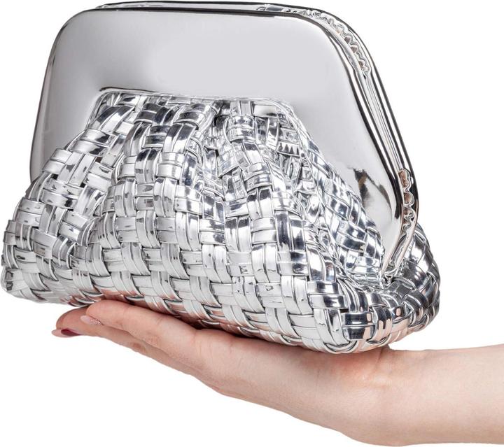 Produktbild Themoirè vegan fabric clutch bag mirror effect color silver