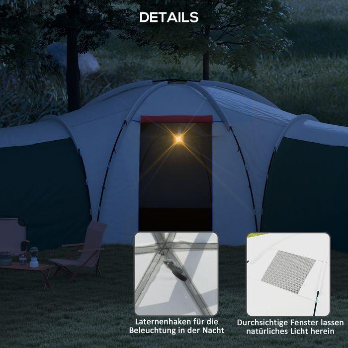 Actual product image Swisshandel24 Tunnelzelt Campingzelt für 6-9 Personen mit 3 Schlafzimmern, Wohnzimmer, Veranda (Tunnel tent, 6 persons)