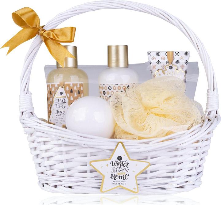 Actual product image Accentra WINTER MAGIC bath set in a gift basket, incl. 180ml shower gel, 180ml body lotion, 120g bath stain (Body care set, Hair care set)