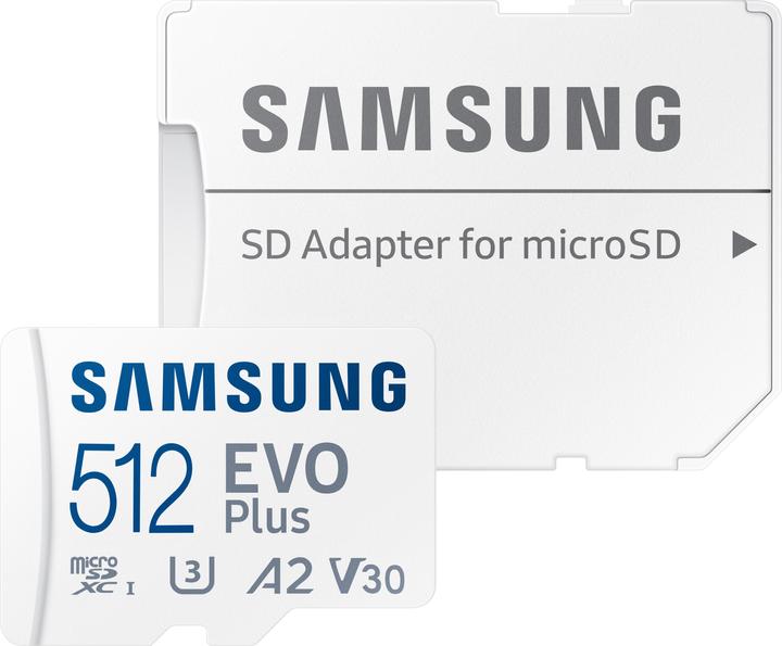 Actual product image Samsung EVO Plus (512 GB, microSDXC, U3, UHS-I)