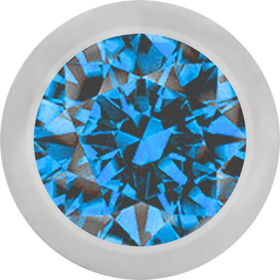 Produktbild Star Piercing Kugel silber mit Kristall hellblau (ohne Messing, Chirurgenstahl 316L)