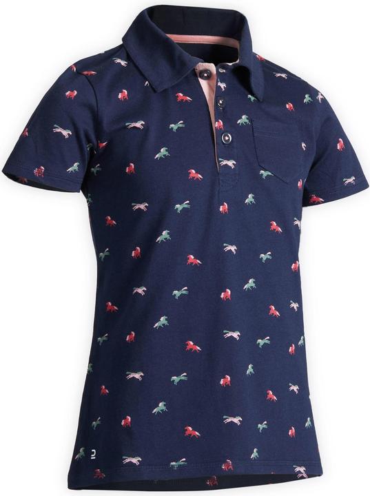 Actual product image Fouganza Riding polo shirt 140 short sleeve children blue (164)
