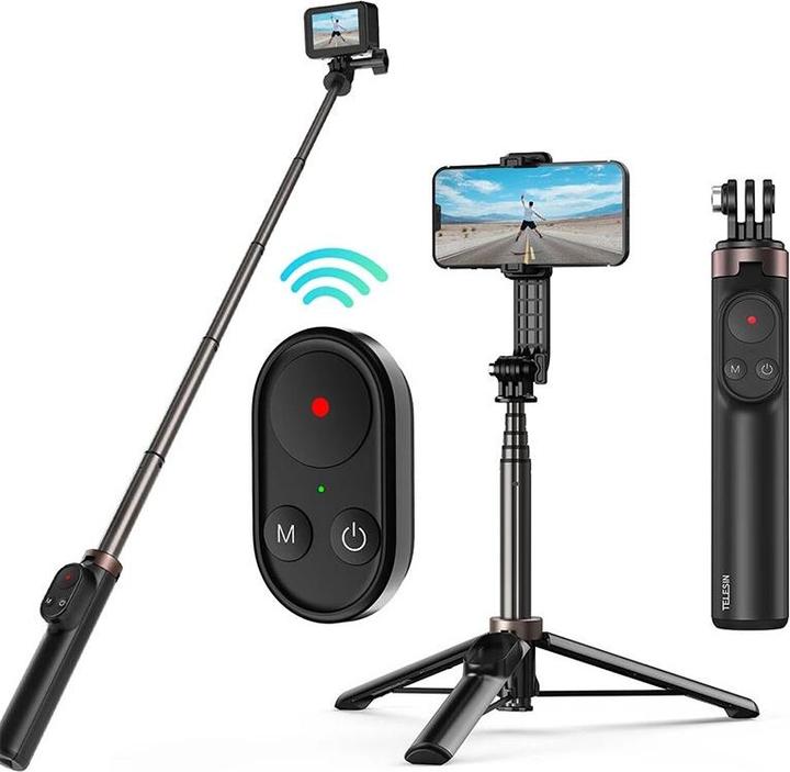 Telesin Bastone selfie per fotocamere sportive con telecomando BT (TE-RCSS-001)