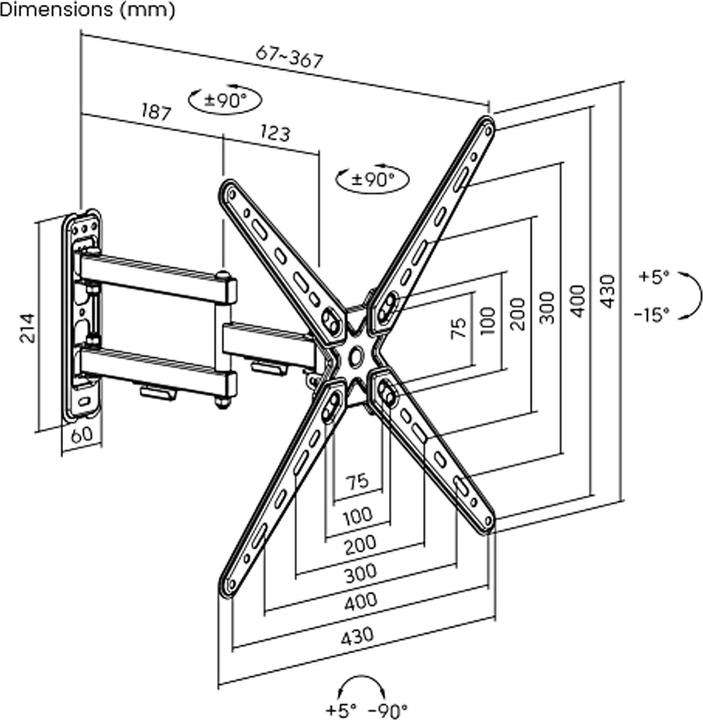 Actual product image Wiltec TV mount 13"-55" TV wall mount swivelling 25kg TV mount (Ceiling, 55", 25 kg)
