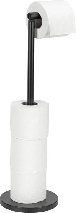 Produktbild Wenko Stand Toilettenpapierhalter 2 in 1 Schwarz mit Toilettenpapier Ersatzrollenhalter, platzsparend