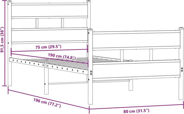 Produktbild VidaXL Metallbett Bett Bettgestell Lattenrost Doppelbett ohne Matratze 160x200cm (160 x 200 cm)