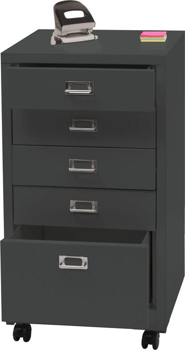 Actual product image Mendler Mobile pedestal HWC-L49, metal 75x40x41cm 5 drawers, dark grey