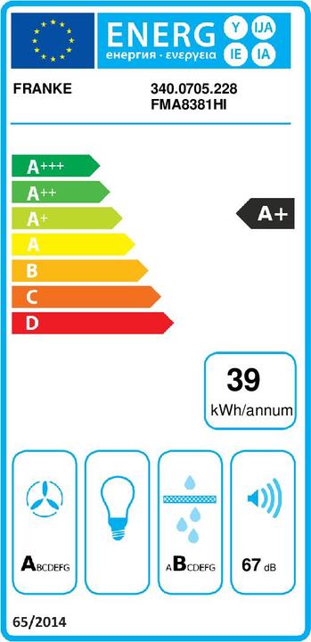 Energy Label Franke Dunstabzugshaube integriert mit Induktionskochfeld Maris 2gether