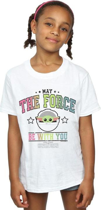 Actual product image Star Wars Girls The Mandalorian The Force Collegiate Cotton T-Shirt (140, 146)