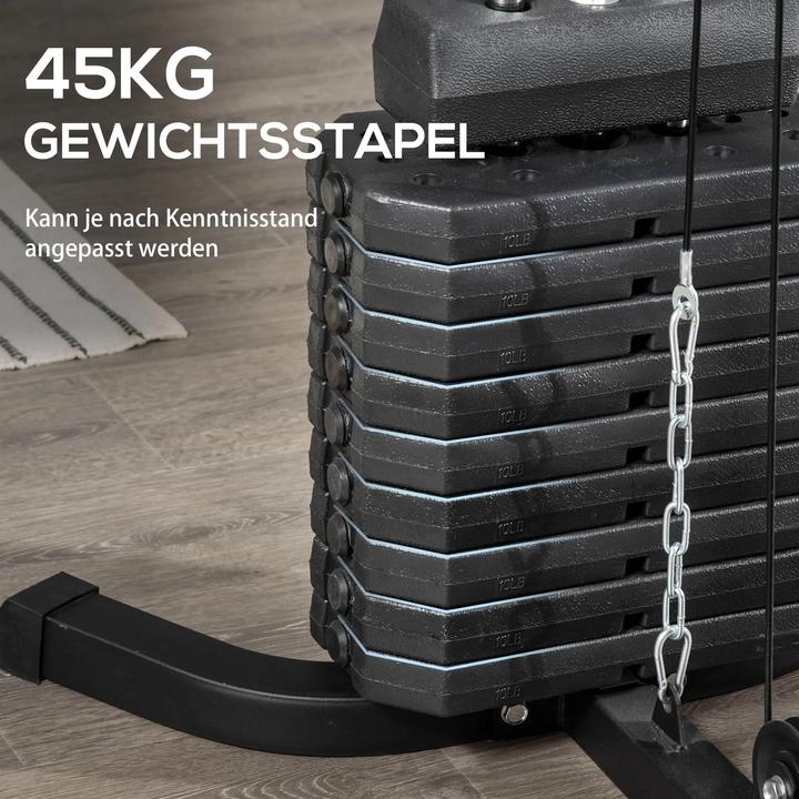 Produktbild Swisshandel24 Kraftstation mit 45 kg Gewichtsblock 180x108x200cm Stahl Schwarz