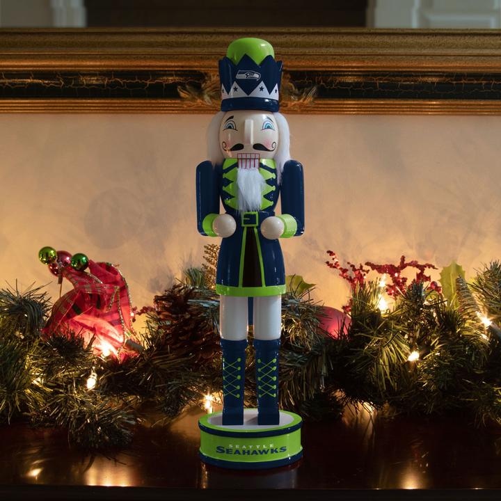 Actual product image Foco Seattle Seahawks NFL Nutcracker Wooden Figure 35Cm