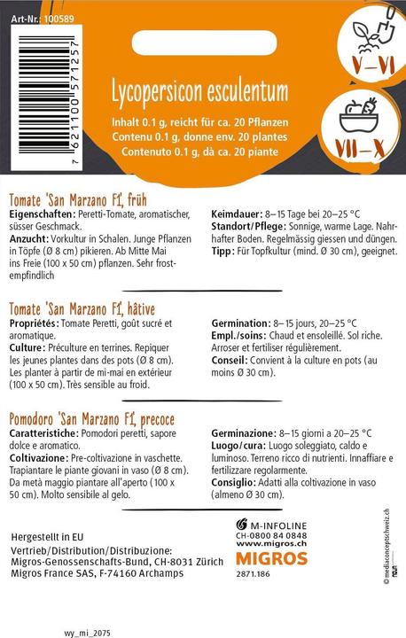Image du produit Do it + Garden Tomate 'San Marzano F1' hâtive 30 Korn (Graines de légumes)