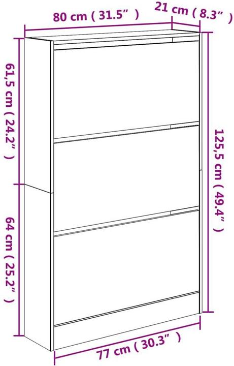 Immagine prodotto VidaXL Nalani (80 x 21 x 125,5 cm)