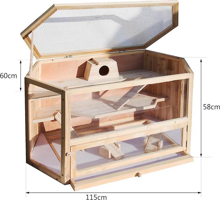 Produktbild Wiltec XXL Nagerkäfig 1150x600x580mm Holz Kleintierhaus Hamsterkäfig Mäusekäfig