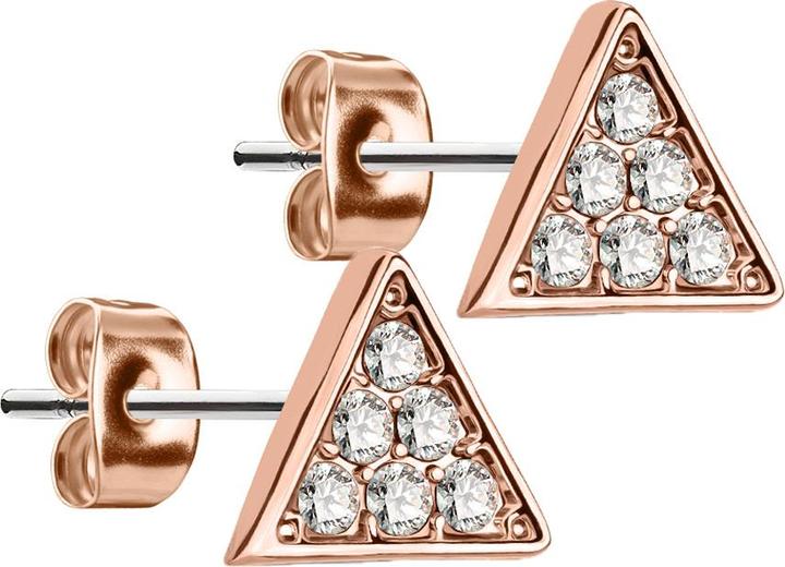 Produktbild Star Piercing Ohrstecker dreieckig rosegold mit Kristall silber (Messing, Chirurgenstahl 316L)