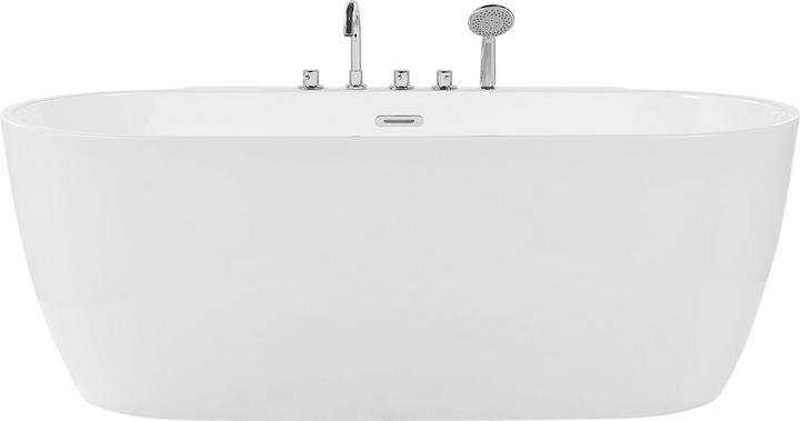 Beliani Badewanne freistehend weiss mit Armatur oval 170 x 80 cm ROTSO (286 l, 80 cm, 170 cm)