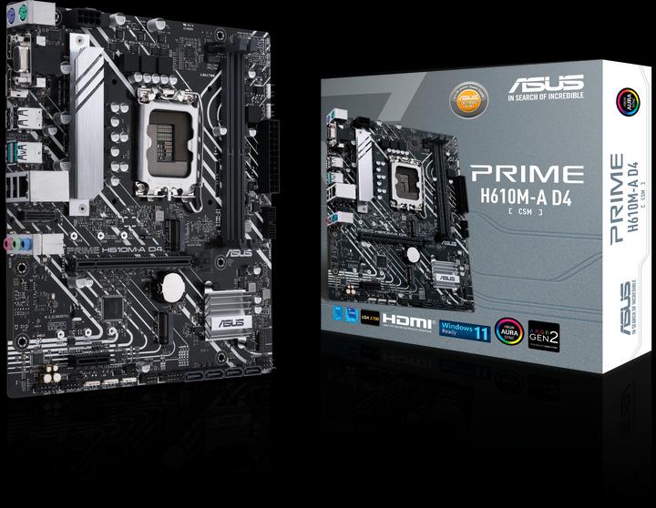 Image du produit ASUS PRIME H610M-A D4-CSM (LGA 1700, Intel H610M, mATX)