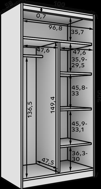 Produktbild ADRK Furniture Laurencja Schwebetürenschrank 100