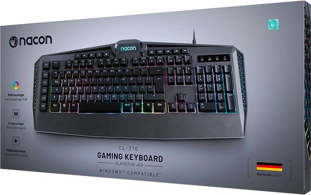 Produktbild Nacon Gaming Tastatur CL-210DE (Schwarz, deutsches Layout, kabelgebunden, RGB-Beleuchtung) (DE, Kabelgebunden)