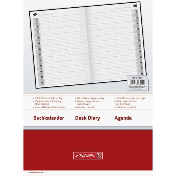 Productafbeelding Dienstkalender Agenda 24 21x29cm 1 dag/pagina schuimfolie omslag zwart (210 x 290 mm, Engels, Frans, Duits, Italiaans)