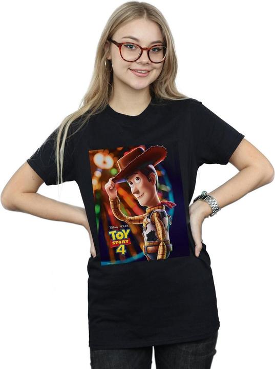 Actual product image Disney Womens/Ladies Toy Story 4 Woody Poster Cotton Boyfriend T-Shirt (M)
