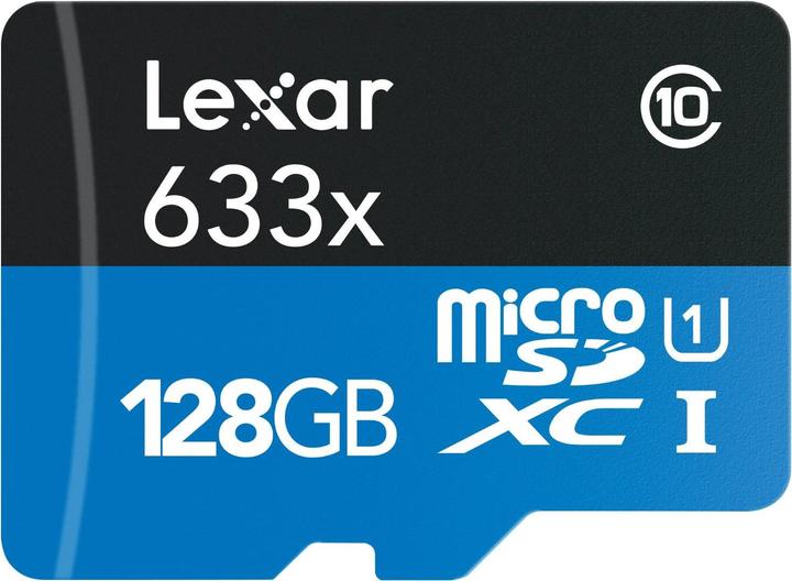 Productafbeelding Lexar microSDXC 633x UHS-I met SD-adapter (128 GB, microSDXC, U1, UHS-I)