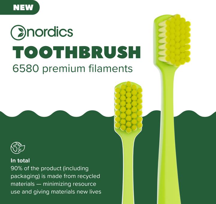 Actual product image Nordics Eco Toothbrush Premium PLA Green - (Soft)
