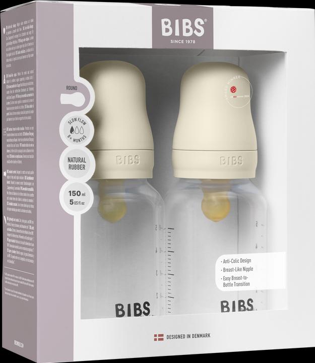 Image du produit Bibs - Baby Bottle Round Latex 2 Pack Slow Flow - Ivory - 150 ml (150 ml)