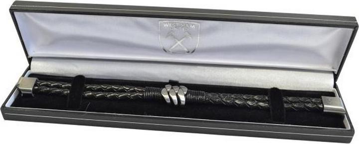 Actual product image West Ham United FC West Ham FC Unisex Leather Double Plait Bracelet (20% stainless steel, 80% leather)