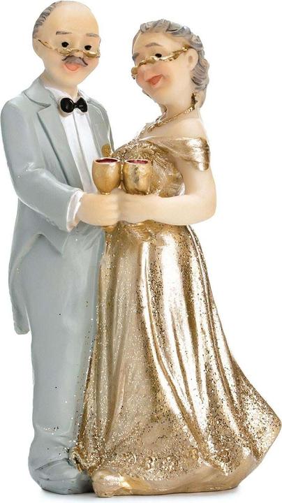 Image du produit Partydeco Figure de topper de gâteau Noces d'or 12 cm, gris/or