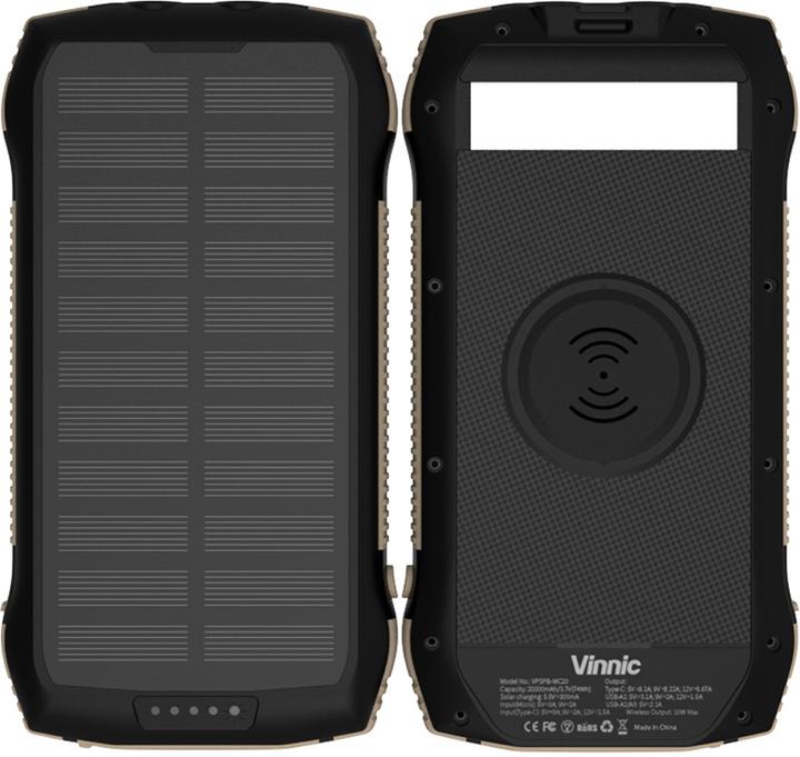 Actual product image Vinnic Solar Powerbank (20000 mAh, 20 W, 74 Wh)