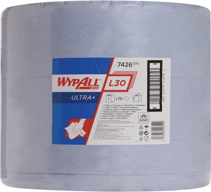 Immagine prodotto Wypall Panno L-30 ULTRA + rotolo grande, in materiale Airflex, 750 panni, 3 strati, blu (1 x)