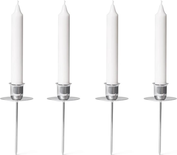 Produktbild Novaliv 12x Kerzenpick mit Kerzenteller Adventskranz SILBER Kerzenpick zum Stecken Kerzenhalter für