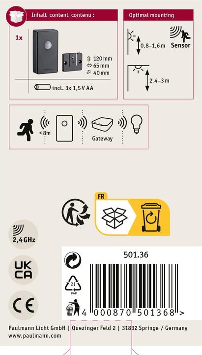 Actual product image Paulmann Smart Home Motion Sensor Outdoor (8 m)