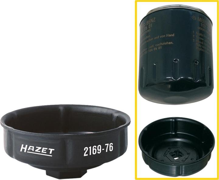 Actual product image HAZET Oil filter wrench 2169-76 ∙ Square, hollow 12.5 mm (1/2 inch) ∙ Groove profile ∙ 85 mm