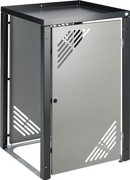Actual product image VAR Waste container cupboard with planter lid tray, lockable, add-on element (240 l)