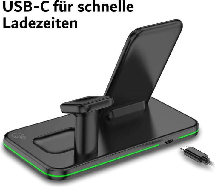 Produktbild Hermex 3-in-1 Ladestation für Smartphone Smartwatch Kopfhörer Dockingstation (15 W)