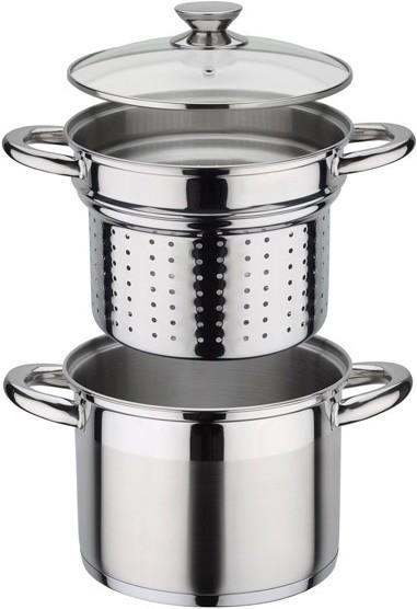 Produktbild GSW Set 3tlg Pastatopf Edelstahl Induktion Treviso Ø 22 cm (22 cm, Pfannenset + Topfset, Edelstahl)