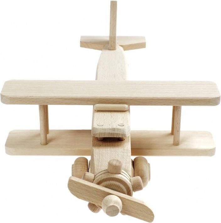 Produktbild Holzecke Doppeldecker aus Holz Flugzeug