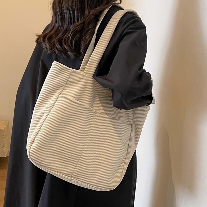 Produktbild Only-Bags.Store Cord-Tasche mit festen Schulterriemen, lässig einfarbig, Reissverschluss, Polyester gefüttert