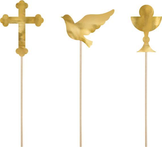 Image du produit Partydeco Cake toppers Première Communion, or, 31.5cm (1 pkt / 6 pc.)